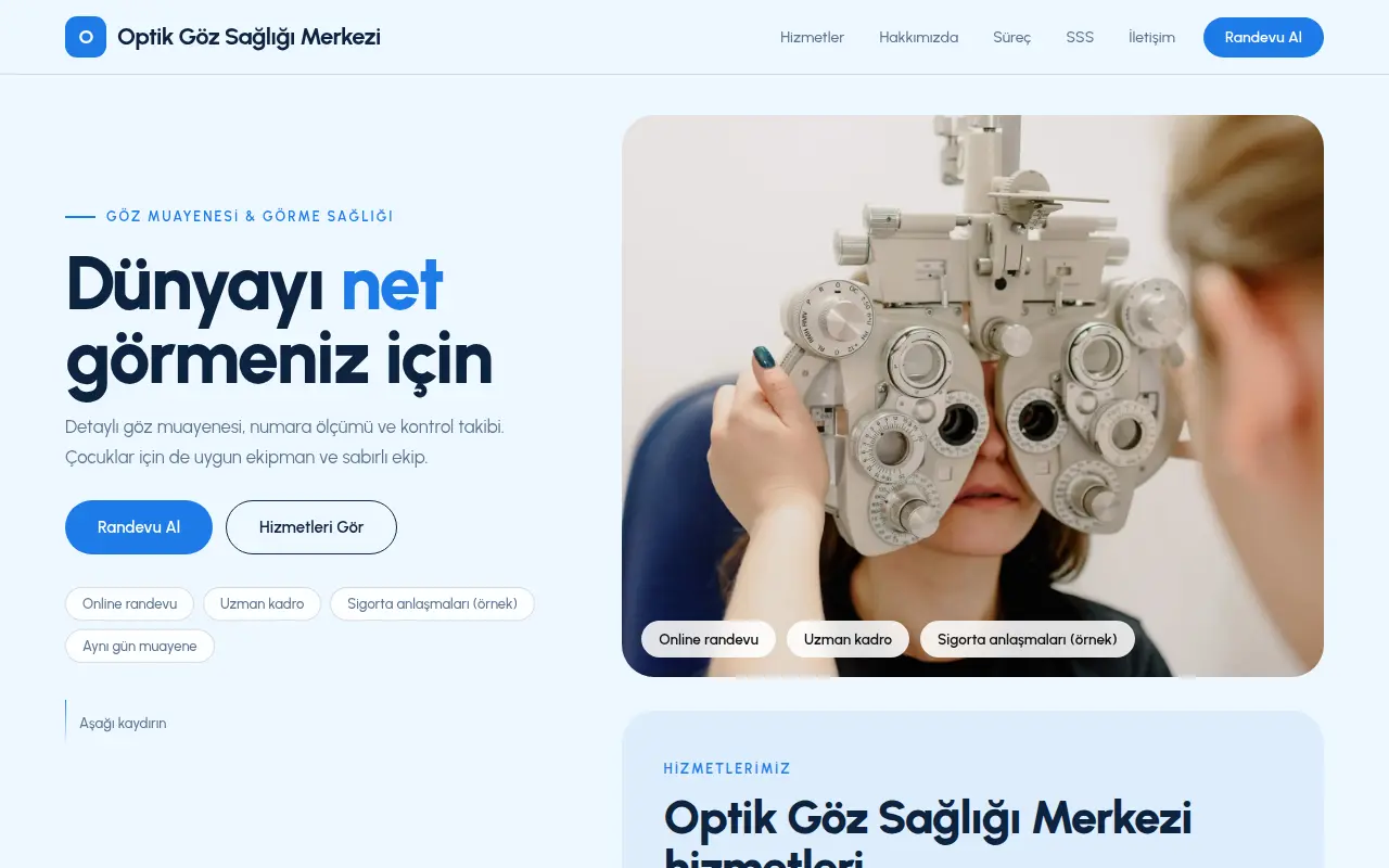 Kişisel Doktor Web Sitesi — Optik Göz Sağlığı Merkezi